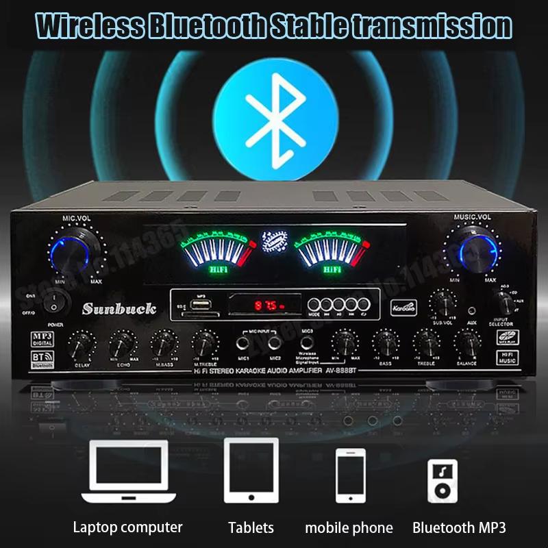 888BT Цифровые Bluetooth Hi-Fi Усилители Динамический Экран Стерео Звук Усилитель Для Дома Автомобиля Встреч Караоке Кино Макс 4000 Вт
