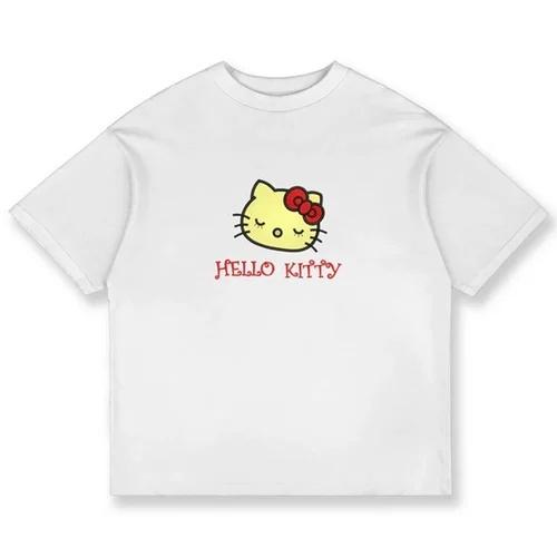 Sanrio 2026 Лето Комикс Форма Хелло Китти Изображение 100% Хлопок Повседневная Футболка Взрослый Дети Родитель-Ребенок Топ Домашняя Одежда Y2k