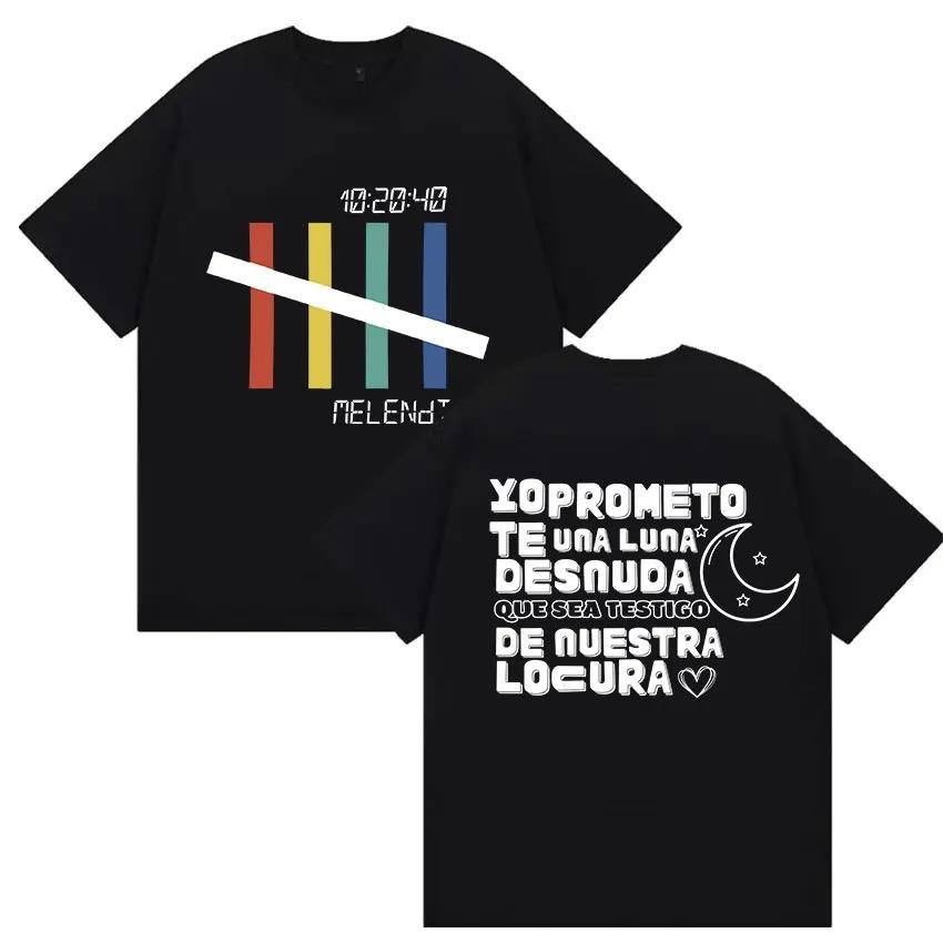 Rapper Melendi Tour 2025 Album Merch T Shirts Men's Vintage Gothic Oversized Cotton T-shirt Plus Size Streetwear Cotton  Hip Hop