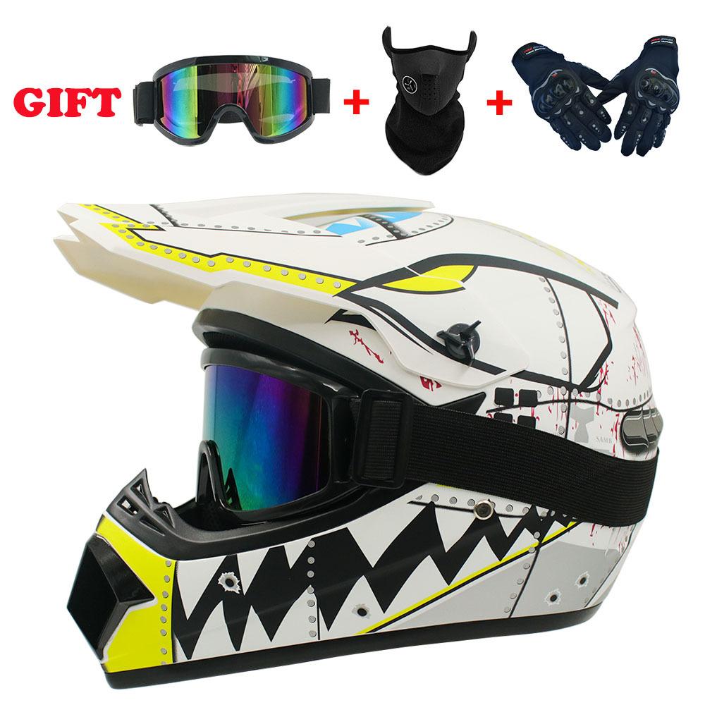 24 стиля, мужской шлем для мотокросса, профессиональные внедорожные мотоциклетные шлемы, велосипедный полный шлем, одобренный DOT, 1 + 3 шт.