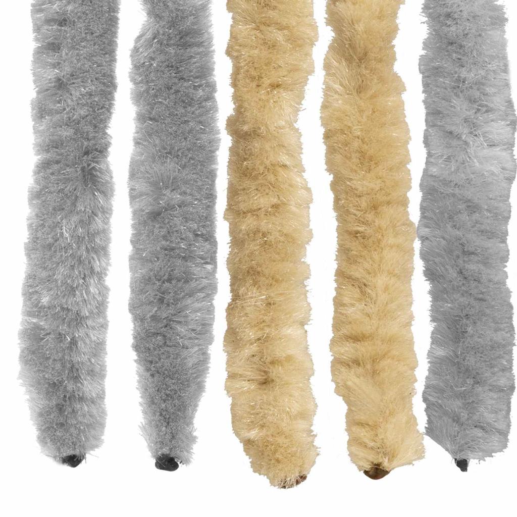 Insect Screen Door Curtain Chenille Grey and Beige 56 x 185 cm