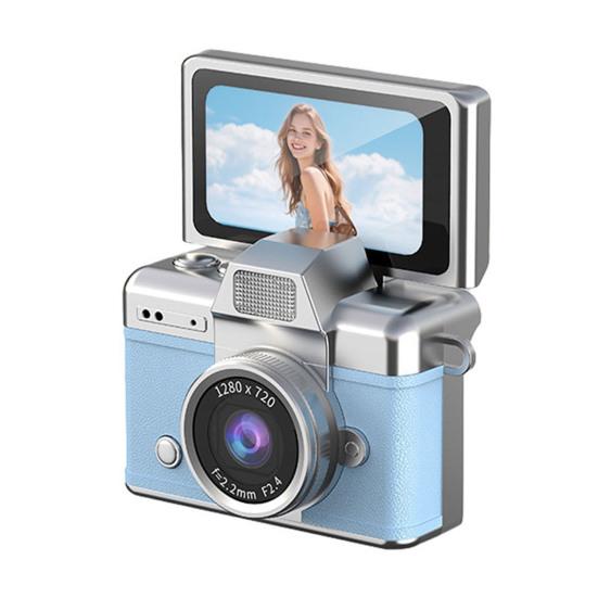 Мини-камера размером с большой палец с откидным экраном, крошечная ретро цифровая камера-брелок с 1,47-дюймовым ЖК-экраном, винтажная