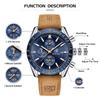 BY BENYAR Watch Watch Chronograph Analog Watch 30M Waterproof Business Simple Stylish Popular Formal Leather Belt Quartz Watch Gift for Men Brown