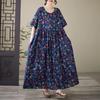 Short Sleeve Plus Size Cotton Vintage Floral New In Dresses for Women Casual Loose Maxi Long Summer Dress