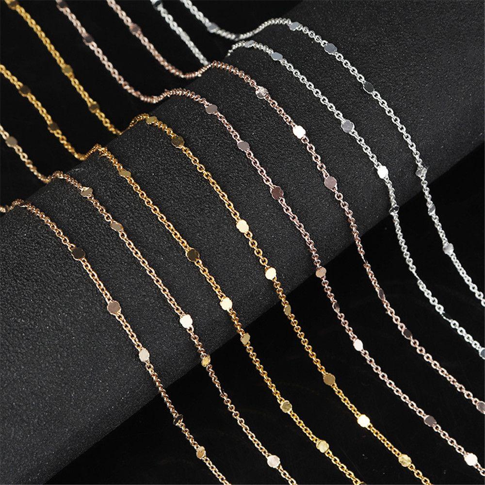 Gold Silver Copper Cable Necklace Components Craft DIY 2M Sequins Chain Findings Jewelry Making