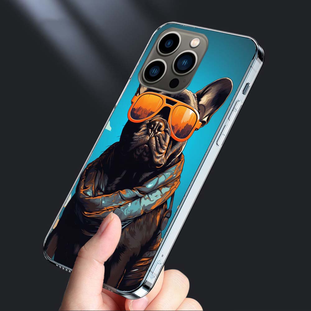 Чехол для телефона с французским бульдогом и мопсом для iPhone 16E 15 Pro 14 Plus 17E 16 17 Pro Max Air 11 12 13 Mini Ударопрочный Capa Милый Cove