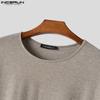 INCERUN Men Round Neck Long Sleeve Solid Color Comfy Thin Tops T-shirts