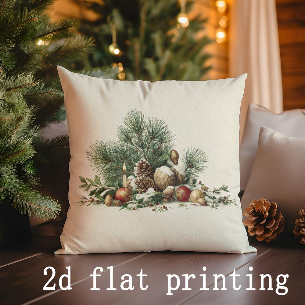 Home Decor Christmas-themed Animal & Santa Pillow Covers Pattern Cushion Cover Suitable for Sofa Bedroom Car Pillow Cover