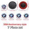 7Pcs Car Front Rear Logo Hub Center Cover Steering Wheel Center Emblem Stickers 50th Anniversary For BMW E60 E93 G01 E87 G20 NS1