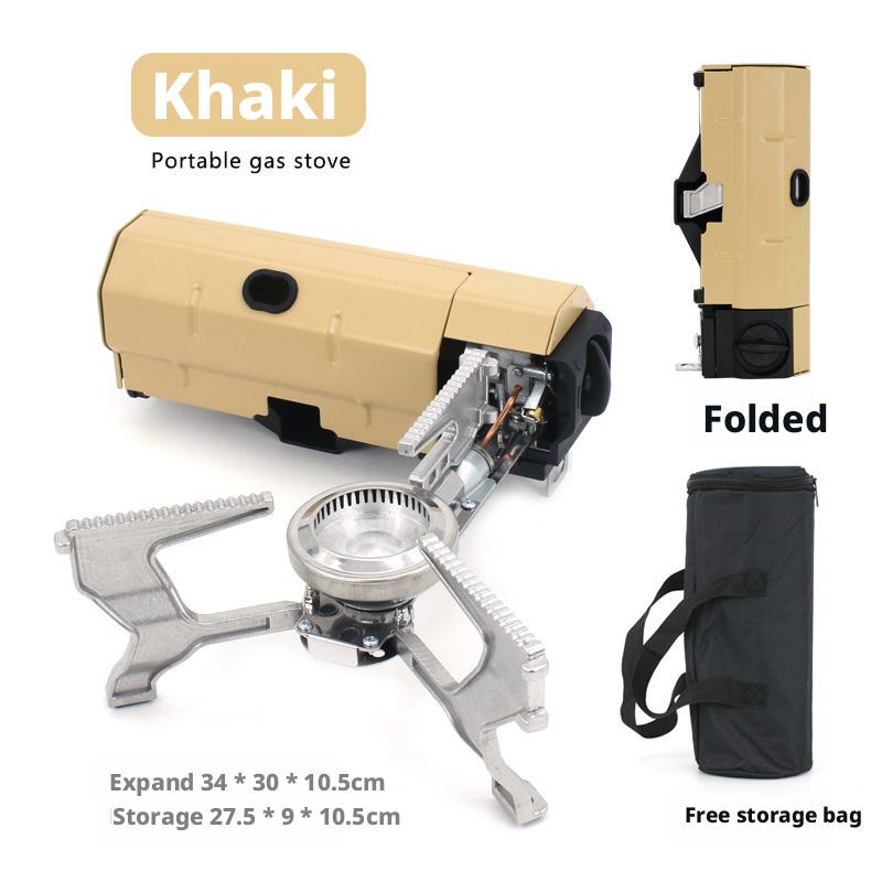 Portable Stainless Steel Simple Foldable Butane Camping Stove with Windproof Design for Outdoor Manual Cooking