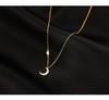 Banyan Tree S925 Silver Star & Moon Clavicle Necklace - Korean Niche Design with Diamond Accent