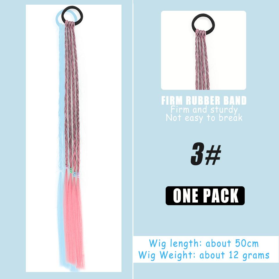 Синтетический парик WTB, цветная градиентная коса, плетеная веревка для маленьких девочек, высокотемпературная шелковая повязка на голову ручной работы, детский парик