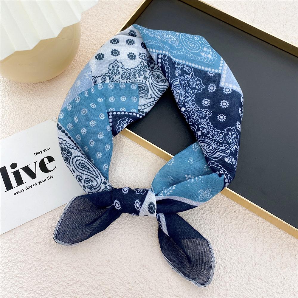 Cotton And Linen Small Square Scarf Silk Scarf Women'S Spring And Autumn New Style Artistic And Versatile Fashionable Temperament Headband Scarf