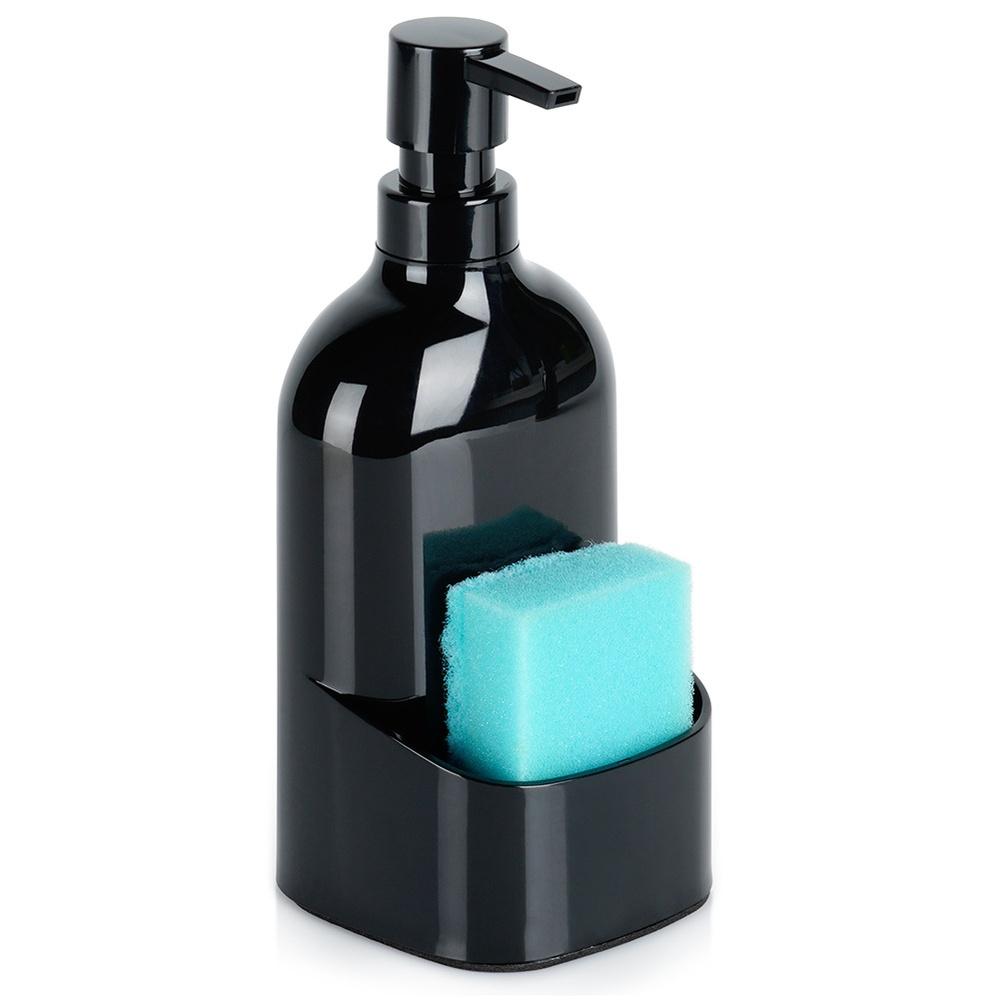 Dishwashing liquid dispenser with sponge container black 500 ml