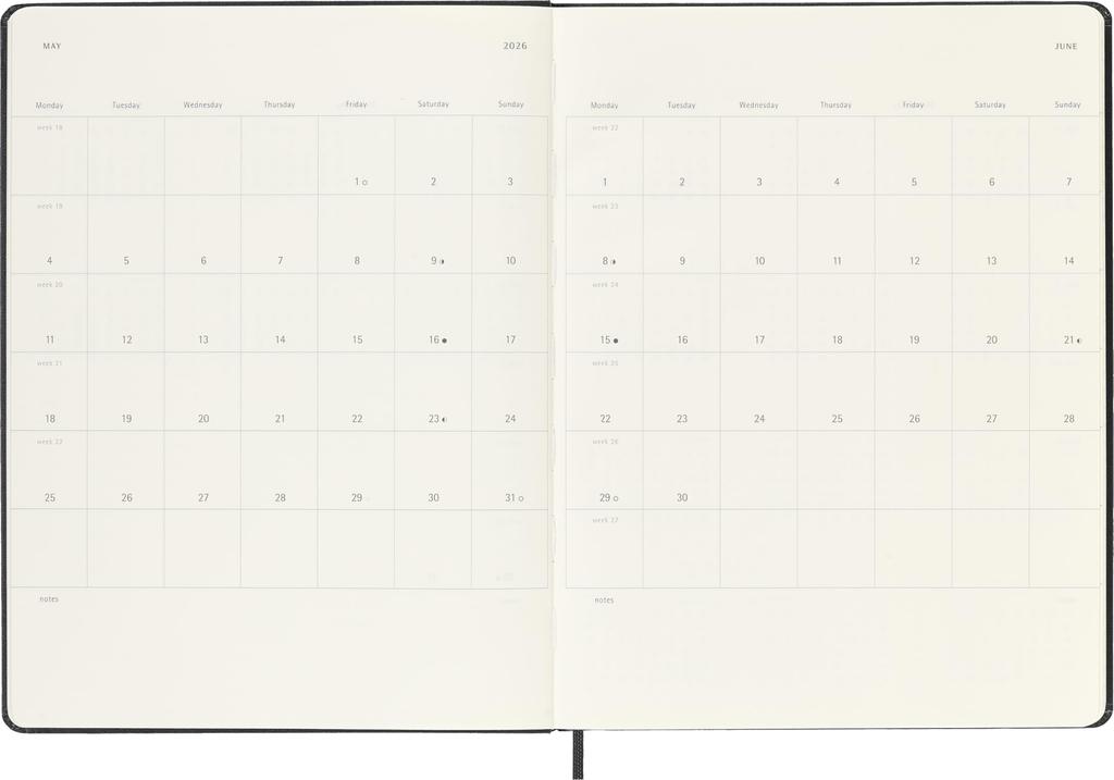 Moleskine 2026 Weekly XL Size x Starts Model DHB12WN4Y26 Planner, 12-Month Diary, (19cm 25cm), Hardcover, Black, January,