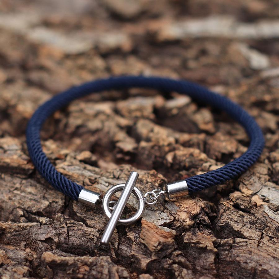 Stylish Men Bracelet Rope Stainless Steel OT Buckle Lucky Red Thread Braslet 7 Colors Milan String Beach Nautical Braclet Homme