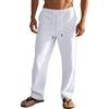 New Drawstring Trousers Men's Simple Fashion Solid Colour Casual Cotton Linen Straight Trousers Male