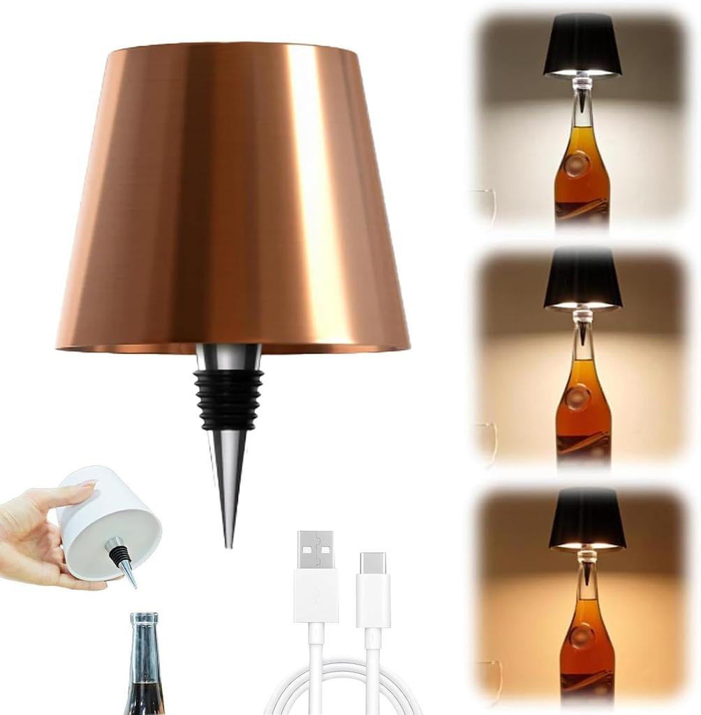 Беспроводной светильник для бутылок, портативный светодиодный беспроводной светильник для бутылок, 3 режима, затемнение, перезаряжаемый, сенсорный светильник для спальни, настольная лампа для подарка на день рождения, Рождество