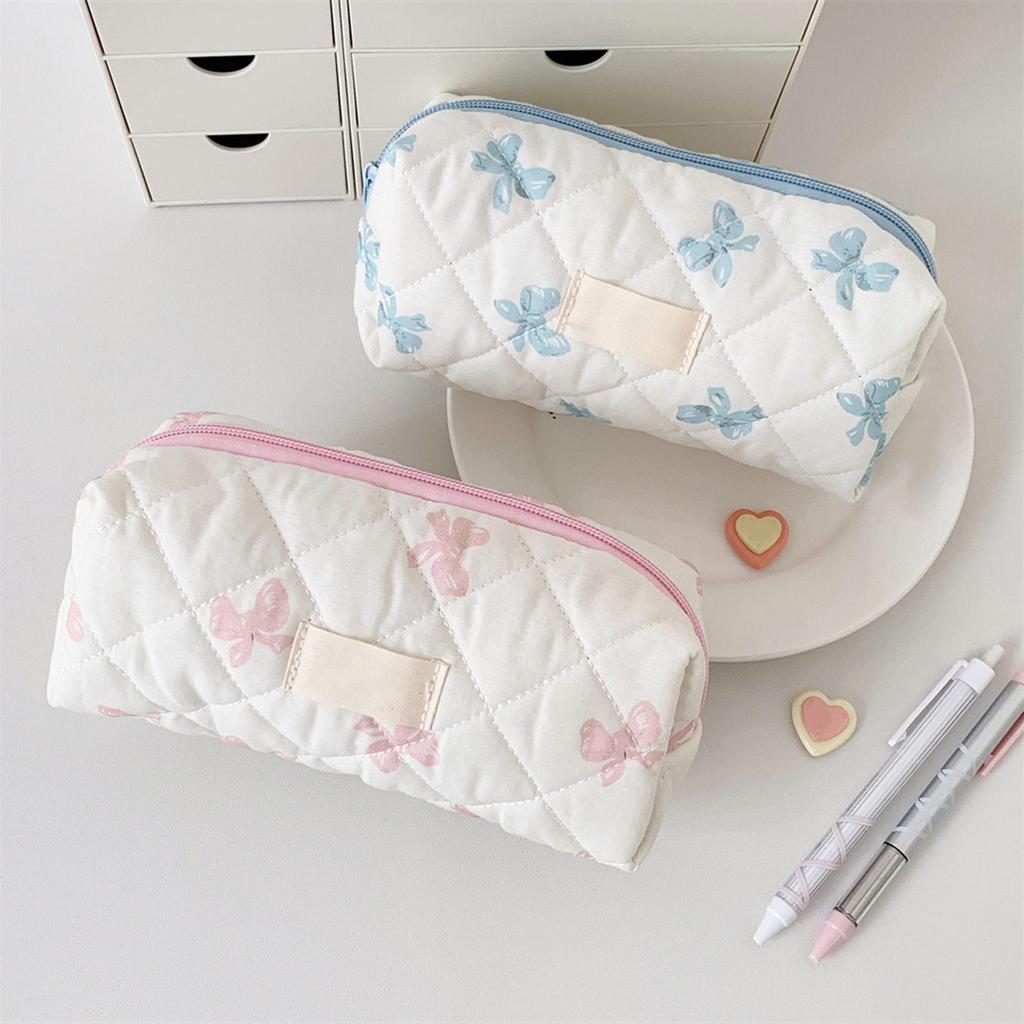 1pc Bowknot Pencil Case, With Zipper Portable Stationery Case Storage Bag ,study Supplies Large Capacity cute Pencil Case