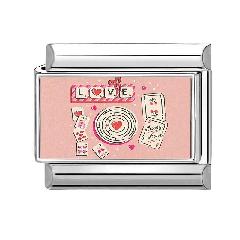 New Pink Love Series Y2K Cute Cat Dolphin Heart Italian Charm Links Fit 9mm Stainless Steel Bracelet Girls' DIY Making Jewelry