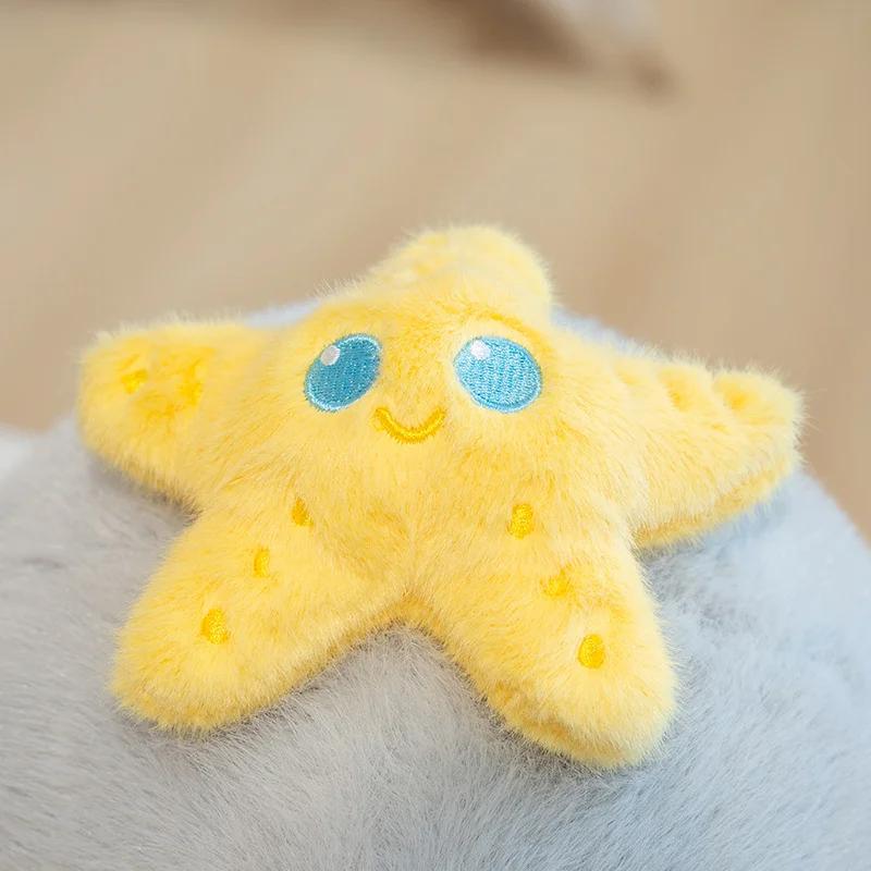 Мягкая плюшевая игрушка морской лев со звездой на голове, чучело, милая морская кошка, подушка, декор для кровати, дивана, для детей и взрослых, подарок на день рождения