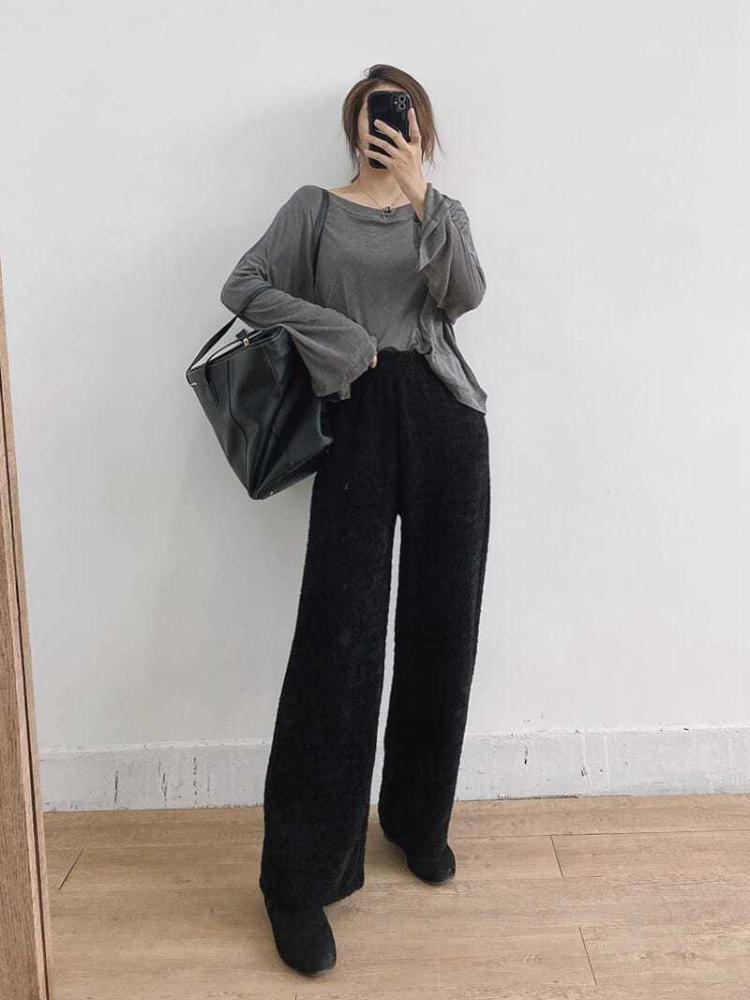 Новые зимние толстые винтажные прямые брюки с эластичной талией, женские универсальные норковые бархатные облегающие широкие свободные брюки, женская повседневная одежда