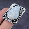 Лунный камень Драгоценный камень Ручной работы 925 Стерлинговое серебро Подарок Ювелирное изделие Кольцо Размер 7 e7F52