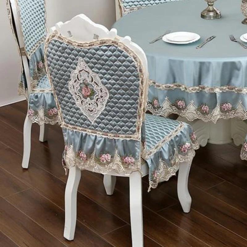 Высококачественный бархатный чехол на стул с кружевным краем, бытовые стулья, противоскользящие ремни, подушки для сиденья, чехол на спинку, табурет, пылезащитный чехол