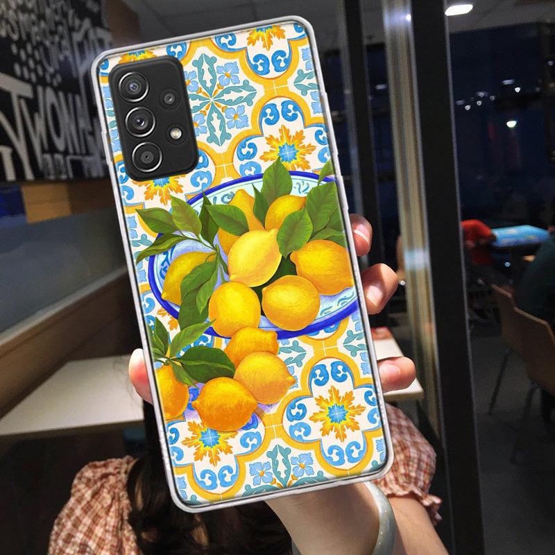 Средиземноморский Лимон Чехол для Телефона для Samsung A54 A57 A37 A17 A14 A15 A12 A24 A34 A55 A35 A25 A52S A07 A05S A04S A22 A32 A72 Galaxy
