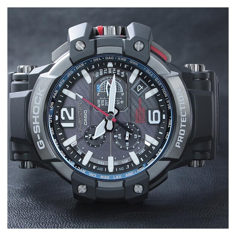Casio Солнечный кварцевый механизм Ремешок из смолы Японские и корейские часы Мужские часы Серый циферблат GPW-1000-1AER