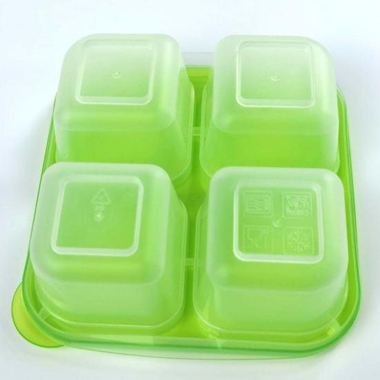 4-Compartment Lunch Box BPA-Free Stackable Food Containers Reusable Meal Prep Storage Food-Grade Microwave Safe Box for Home School Picnic Portion