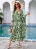 Plus Size Kaftan Bohemian Printed Summer Long Beach Dress Women Homewear Outfit Swim Suit Cover Up Loose Caftan