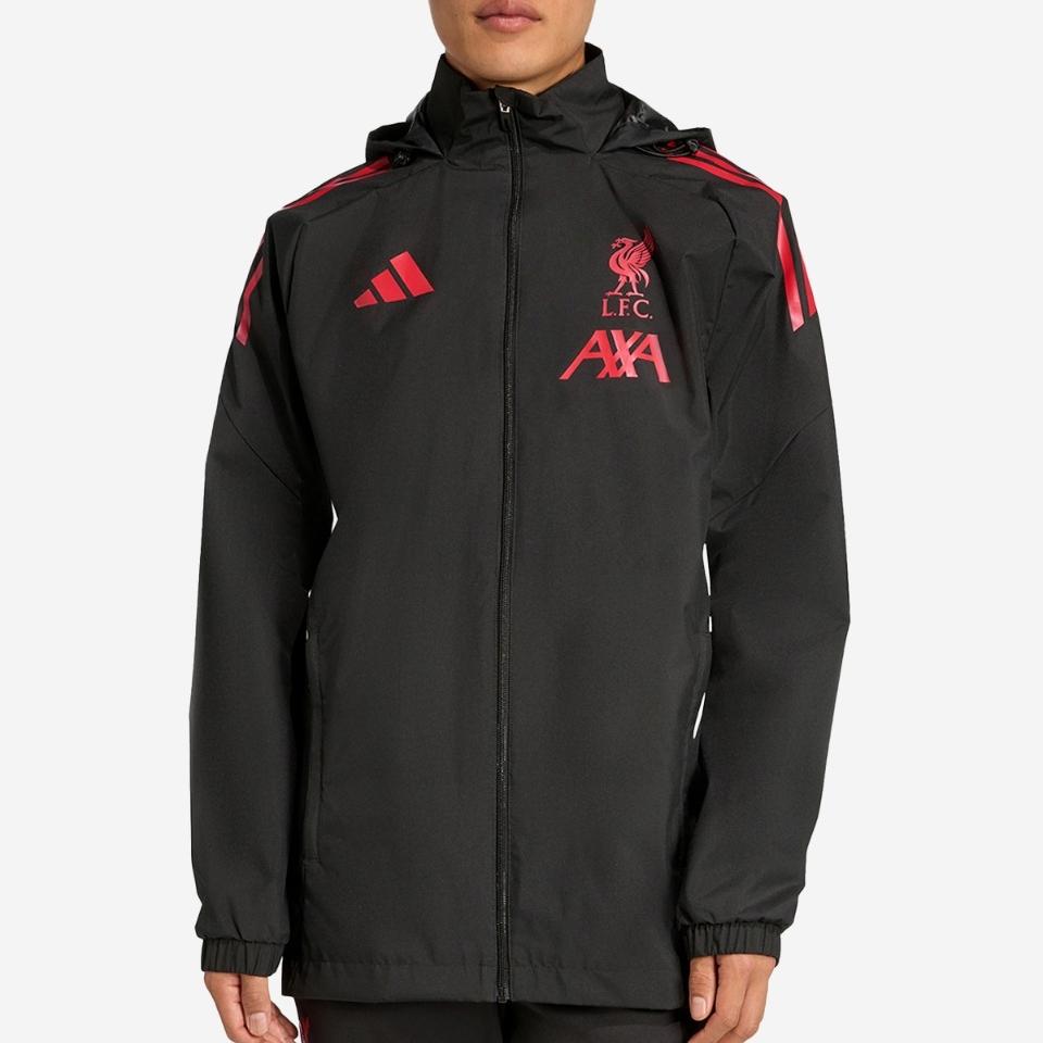 adidas LFC Сезон 25/26 Домашняя Всепогодная Легкая Дышащая Водонепроницаемая Куртка с Капюшоном на Молнии для Футбола Мужские куртки JV6553