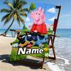 Custom Name Personalized Pink Pig Print Beach Towel, for Trip Camping Beach Party Home Decor, Birthday Gift for Family & Friends