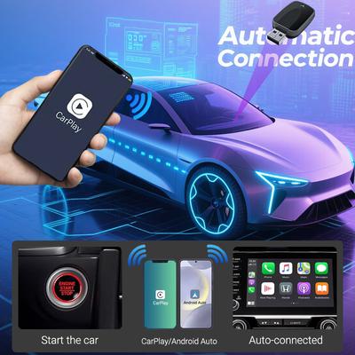 2025 Новое обновление Беспроводной адаптер CarPlay Android Auto для 99% автомобилей 5 ГГц Wi-Fi и потоковая передача с низкой задержкой Plug&Play Проводной к беспроводному