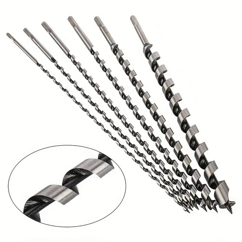 Набор из 6 спиральных сверл из углеродистой стали, самопозиционирующееся спиральное сверло с шестигранной ручкой для обработки дерева, открывающееся отверстие