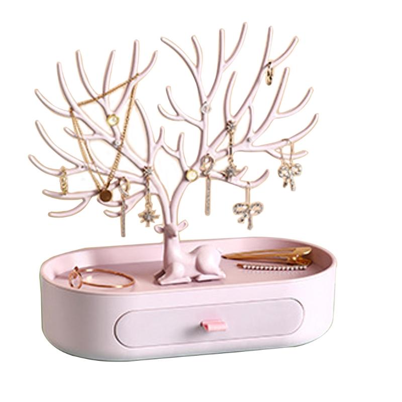 Коробка для хранения ювелирных изделий с мини-оленем для креативного держателя для сережек, ожерелий, колец, кулонов, браслетов, хранения и демонстрации X3UC
