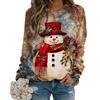 Christmas Series 3D Printed Fashion Cartoon Cute Round Neck Long Sleeved Comfortable Casual Loose Plus Size Women's Pullover