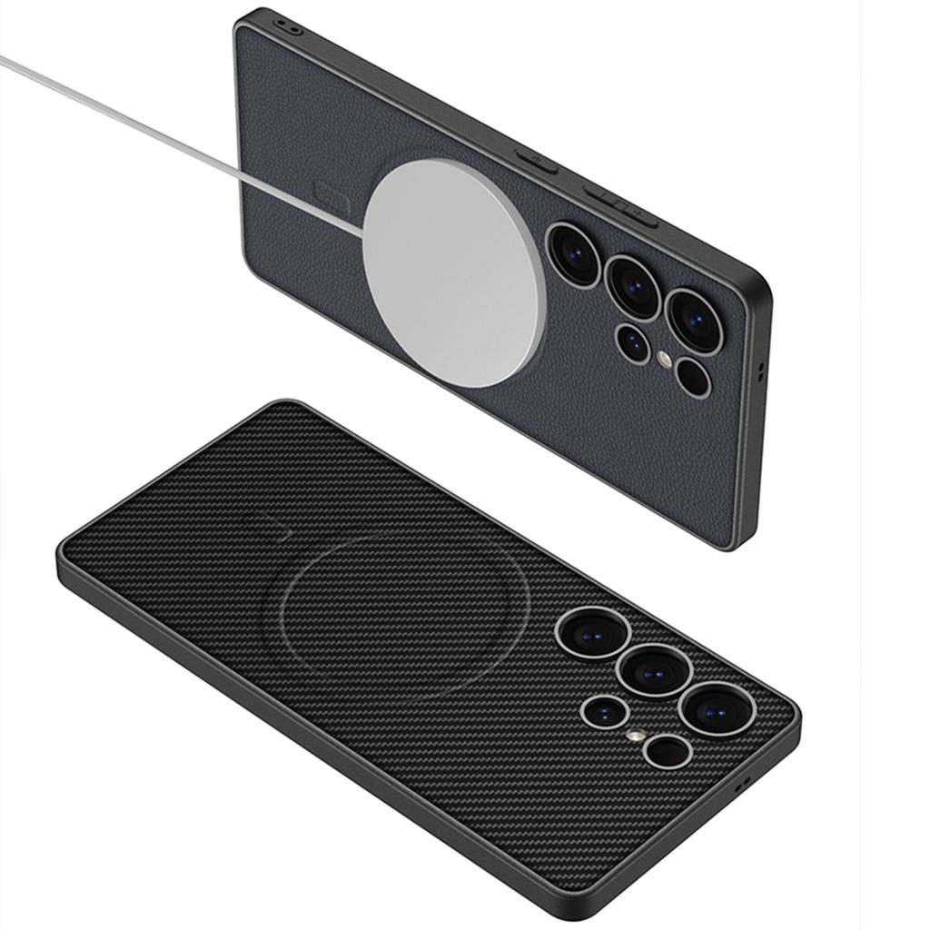 Original Leather S25Ultra Phone Case For Samsung Galaxy S23 S24 S25 Ultra Case Luxury Built Magnetism MagSafe Protective Cover