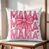 Leopard print with bow mama Cushion Cover Natural Linen Organic Fabric DoubleSided Printing Couch Pillow Covers Home Decor