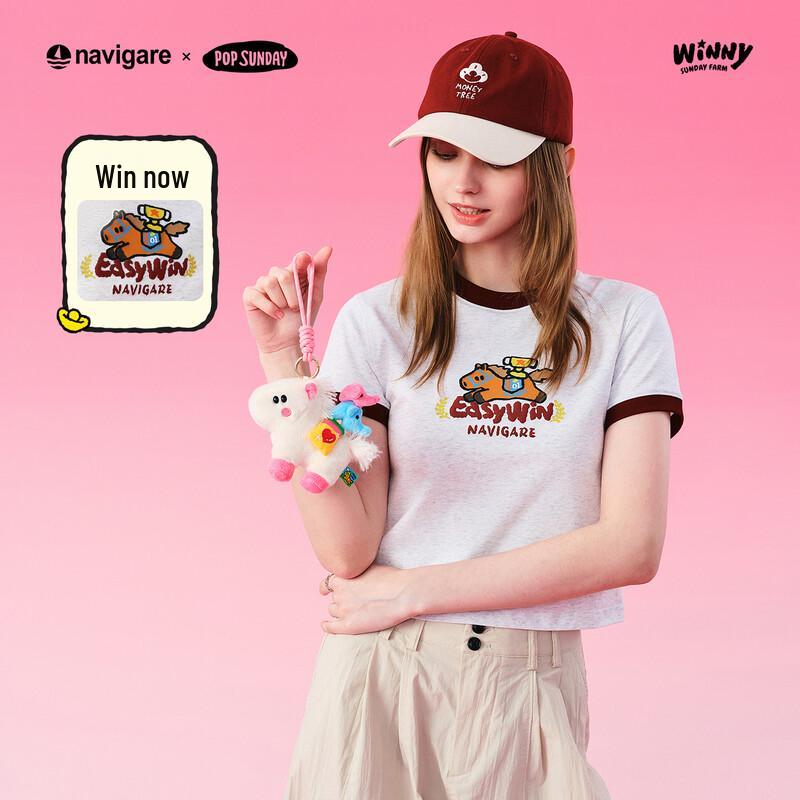 Женская футболка с круглым вырезом и цветовыми блоками от NVG·YOUNG x POPSUNDAY