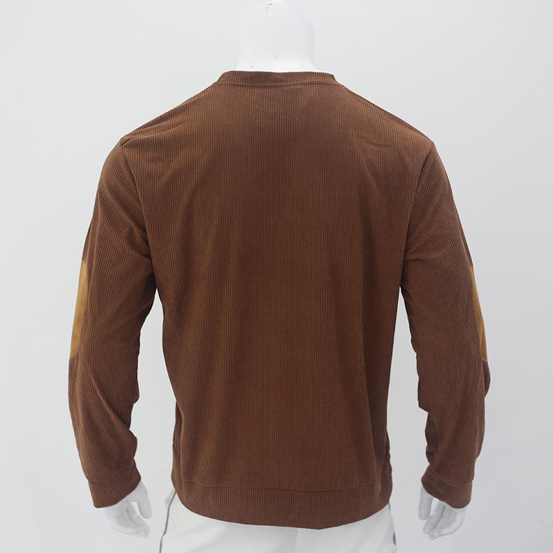 Мужской повседневный свитшот с круглым вырезом, воротником-стойкой, длинными рукавами из вельвета для осени и зимы