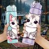 1PC Cute Kitten Cat Cherry Blossom Print 750ml Color Plastic Sports Water Bottle Leakproof Flip Straw Lid Suitable for Sports Office Home Use