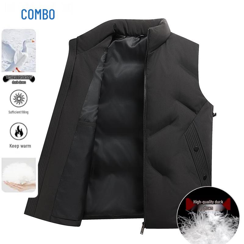Kangbo Men's Winter Down Vest with Lapel