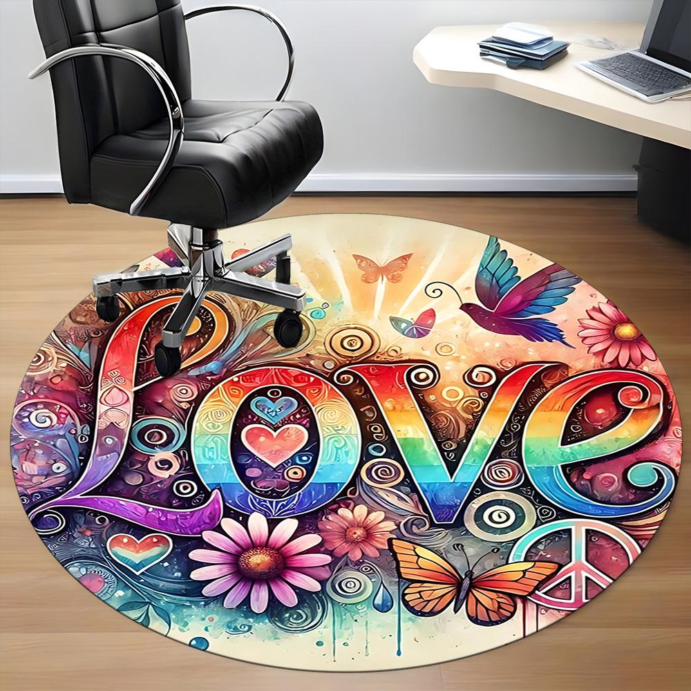 1pc Love, Peace Chair Carpet for Office - Durable, Ideal for Chair Mats, Stylish & Functional Decorative Rug yy260203033