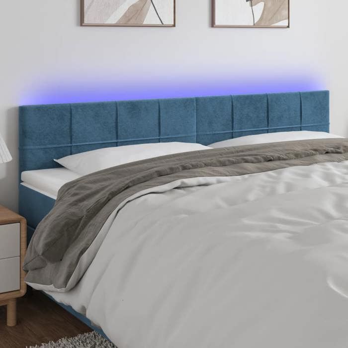 VidaXL LED Headboard Bedroom Furniture Double Bed Accessory Head of Bed Frame Interior Dark Blue 3121670