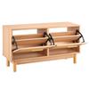 Entryway Shoe Bench, 1000 x 300 x 530 mm Rattan-Like Shoes Bench with 2 Flip Drawers, 300lbs Shoe Storage Rack with 4 Compartments and 2 Rattan Doors,