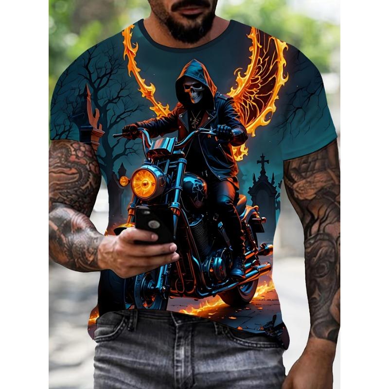 Men's Plus-Size Deer Print T-Shirt - 3D Deer Short Sleeve Round Neck Casual Streetwear Top