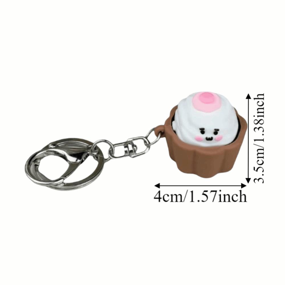 Cake Design Cake Button Keychain Click Sound Button Shape Mini Cake Squeeze Clicker Keychain Squeeze Function