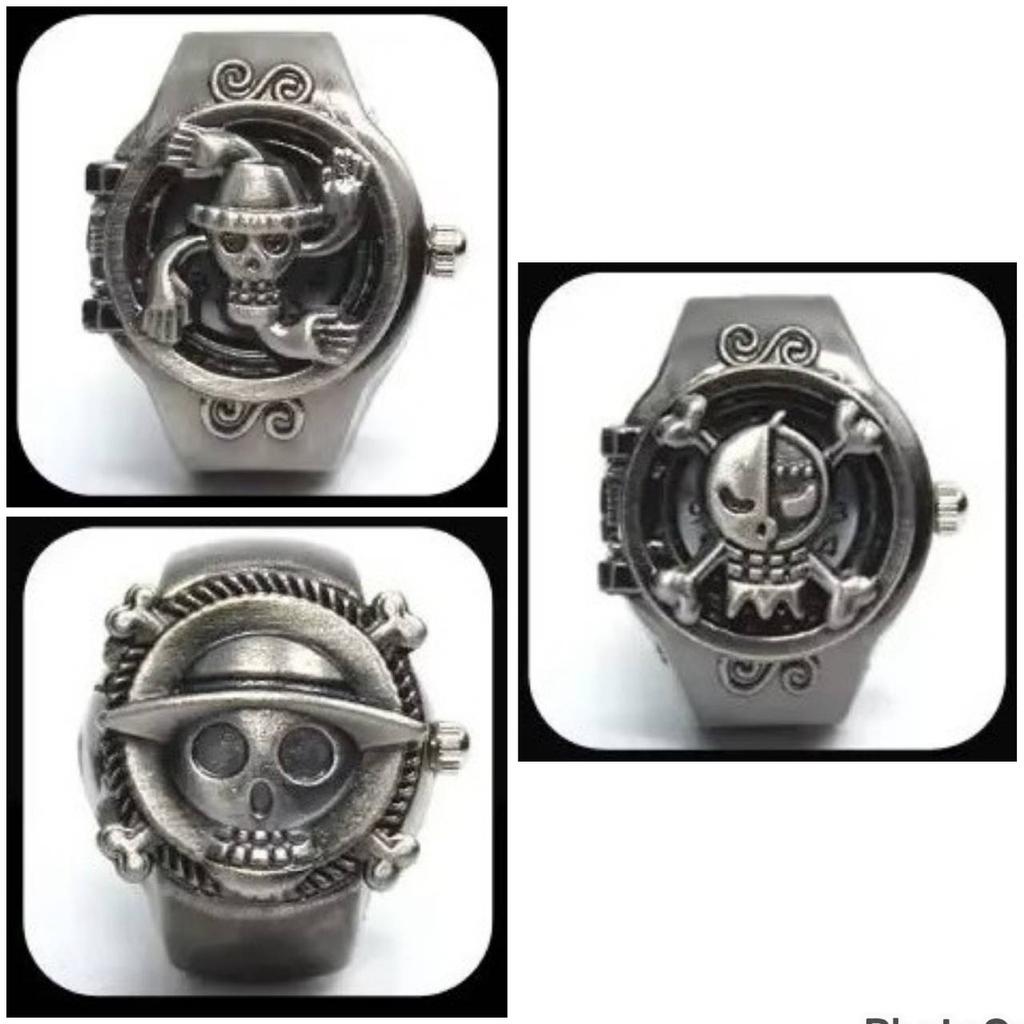 Луффи Фрэнки Робин Пират Япония Мультфильм Анимация Ребенок Кольцо на палец Часы Кварц Соломенная шляпа Ювелирное изделие Подарок Регулируемый Серебро Бронза Медь